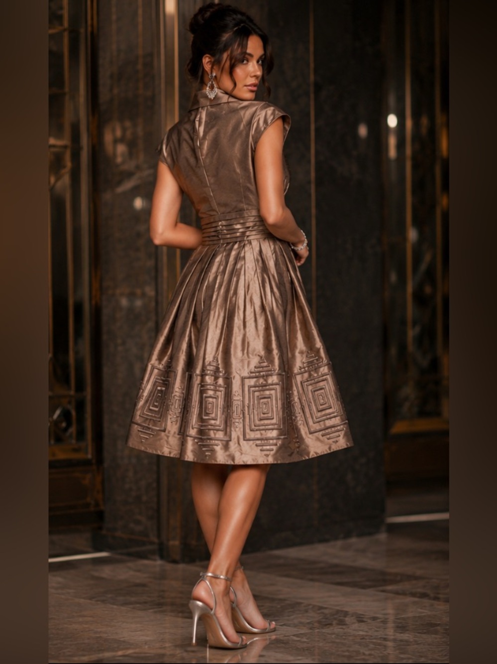 Adrianna Papell silk taffeta midi dress - Picture 2 of 11